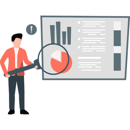 Man looking for analyst chart  Illustration