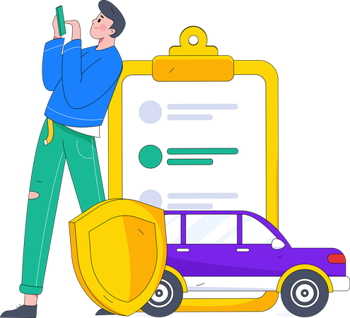 Man looking for car insurance  Illustration