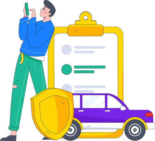 Man looking for car insurance  Illustration