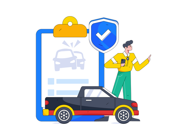 Man looking for car insurance  イラスト