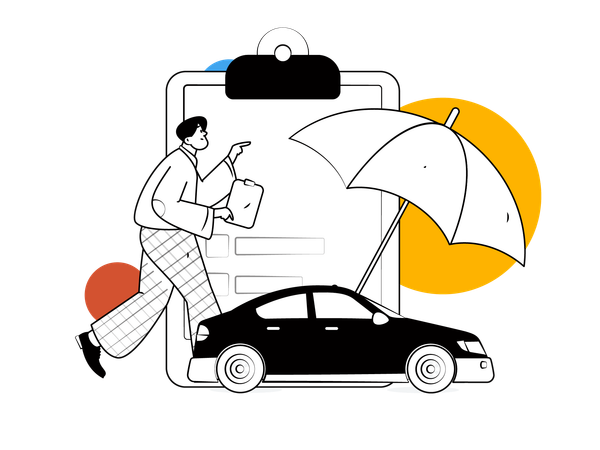 Man looking for car insurance  Illustration