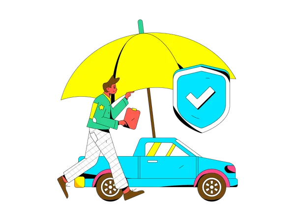 Man looking for car insurance  Illustration