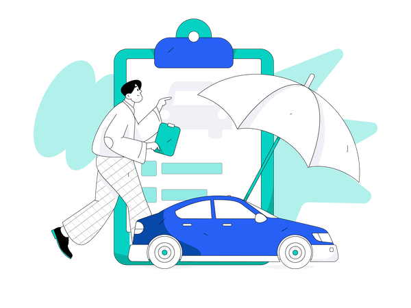 Man looking for car insurance  Illustration