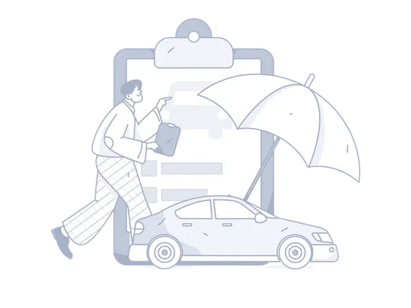 Man looking for car insurance  Illustration