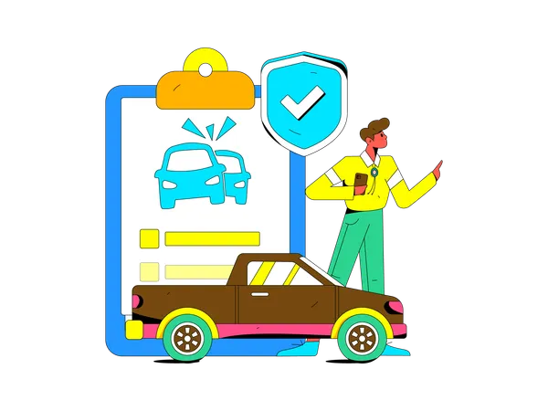 Man looking for car insurance  Illustration