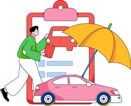 Man looking for car insurance  Illustration