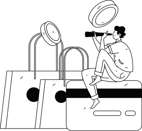 Man looking for card payment options  Illustration
