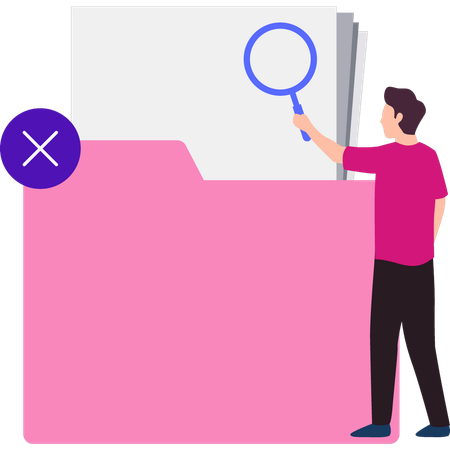 Man Looking For Data In Folder  Illustration