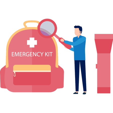 Man Looking For Emergency Kit  Illustration