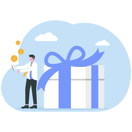 Man looking for great deals  Illustration