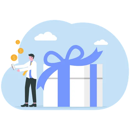 Man looking for great deals  Illustration