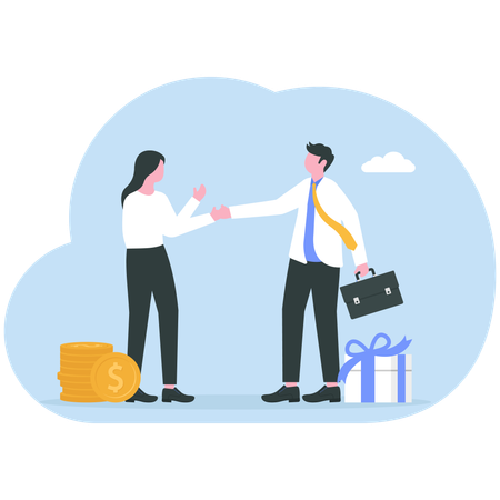 Man looking for great deals and cash back  Illustration