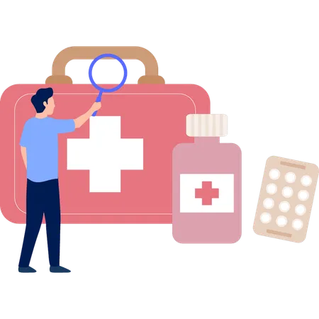 The Boy Is Looking For Medical Kit Illustration