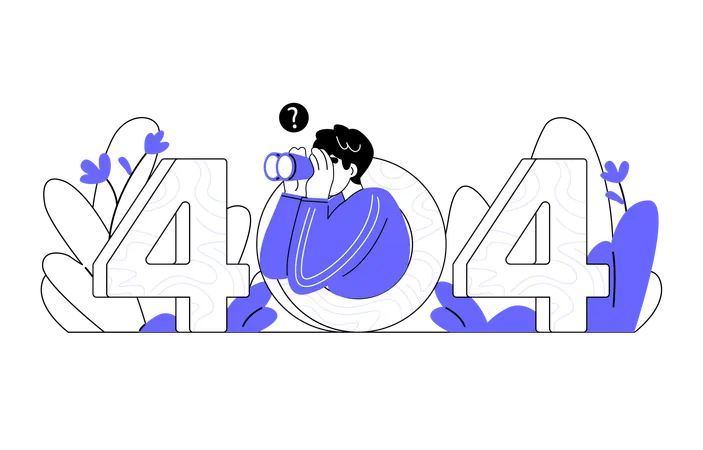 404番で双眼鏡を使って何かを探している男性  イラスト