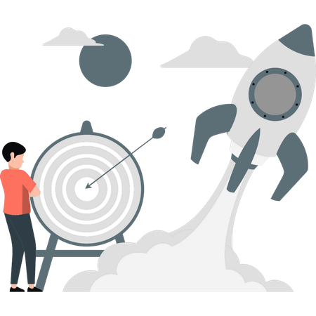 Man looking for startup goal  Illustration