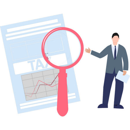 Man looking for tax document  Illustration