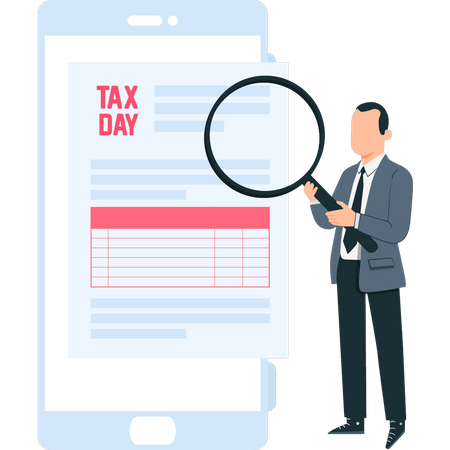 Man looking for tax documents  Illustration