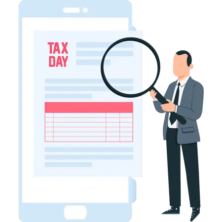 Man looking for tax documents  Illustration