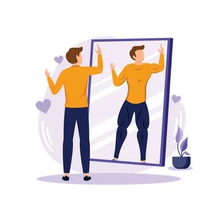 Man looking in mirror  Illustration