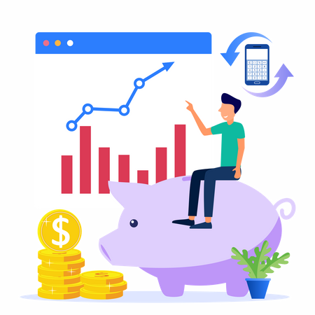 Man looking Investment analysis graph  Illustration