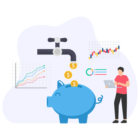 Man looking Investment Profit  Illustration