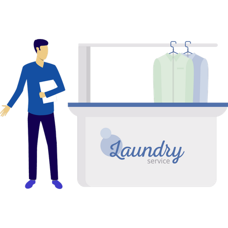 Man looking laundry room  Illustration