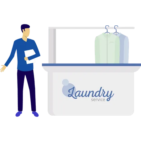 Man looking laundry room  Illustration
