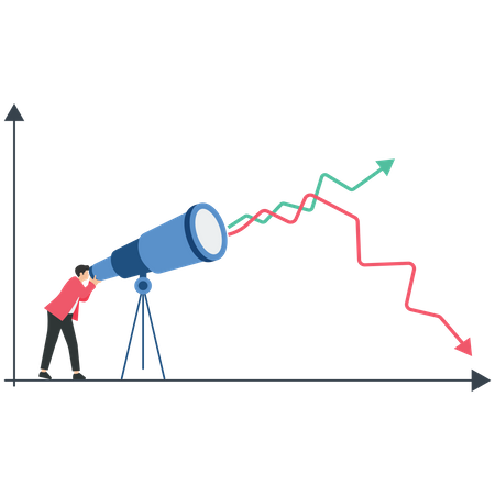 Man looking market loss and growth chart  Illustration