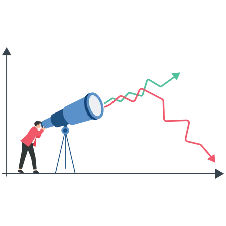 Financial Future Price Prediction Or Future Price Trend Of The Stock Market Or Crypto Currency Investing In The Unpredictable Uncertainty Investors Use Binoculars To Find Future Prices Of Stocks Illustration