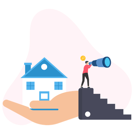 Man Looking new house  Illustration