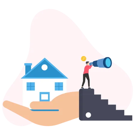 Man Looking new house  Illustration