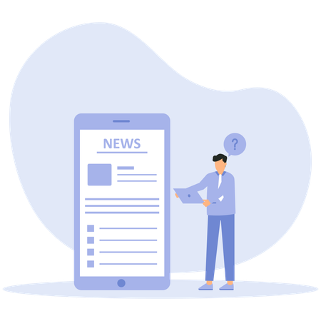 Man looking news on mobile  Illustration