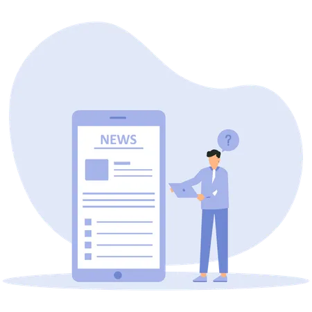 Man looking news on mobile  Illustration