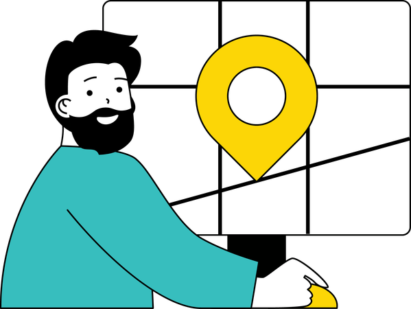 Man looking online location  Illustration