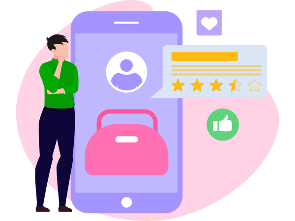 Man looking Product reviews  Illustration