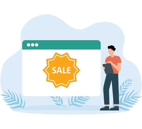 Man looking Sale Offer  Illustration