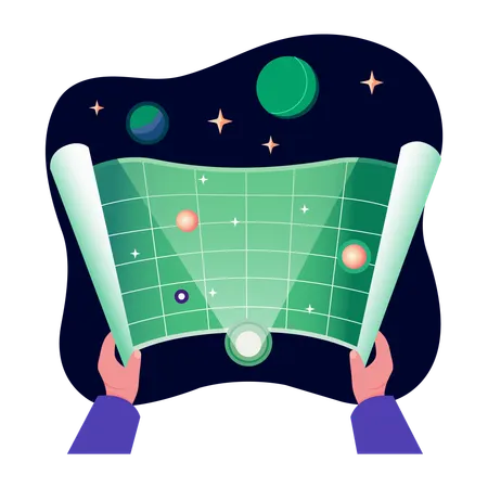 Man looking space map  Illustration