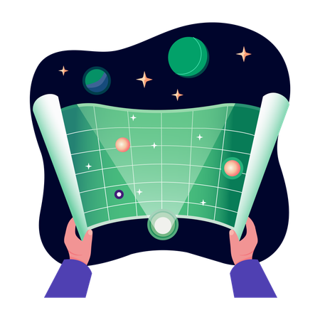 Man looking space map  Illustration