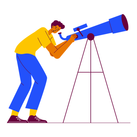 Man Looking through telescope  Illustration