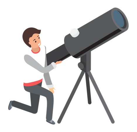 Man looking through telescope  Illustration