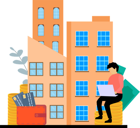 Man looking to buy property  Illustration