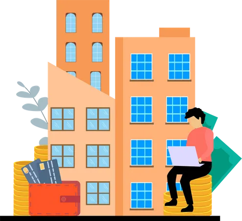 Man looking to buy property  Illustration