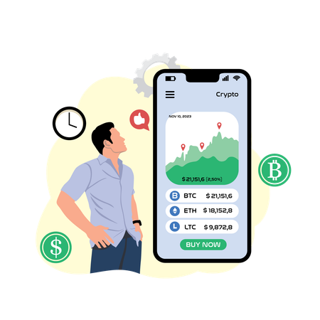 Man looking trading analysis  Illustration