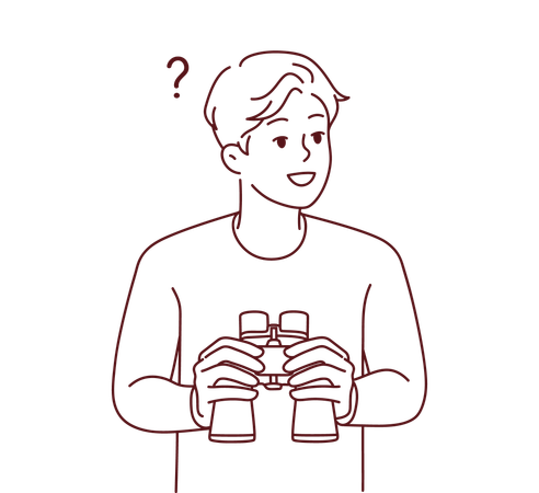 Man looking via binoculars  Illustration