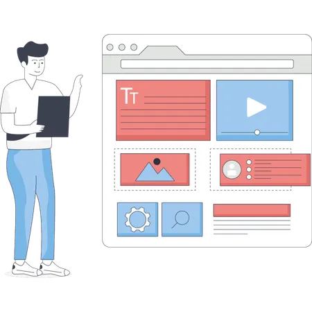 Man  looking web design  Illustration