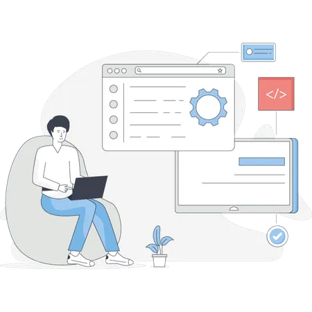 Man  looking web setting  Illustration