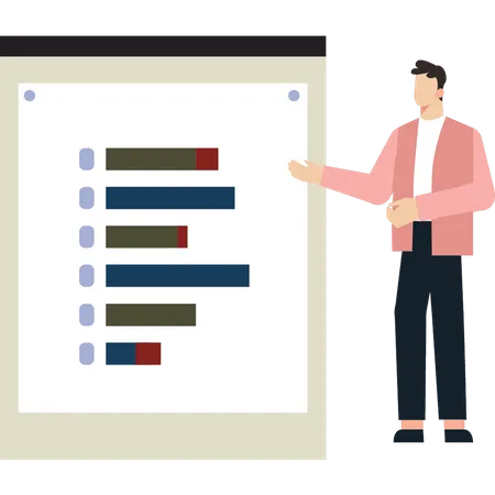 Man looks at business survey  Illustration