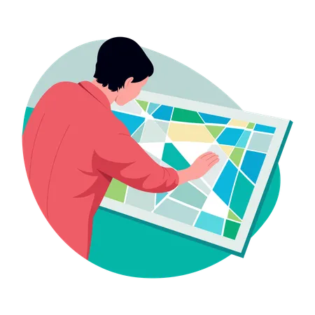 Man looks at Recycling mirror  Illustration