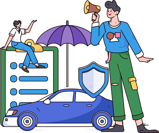 男性が自動車保険を探す  イラスト