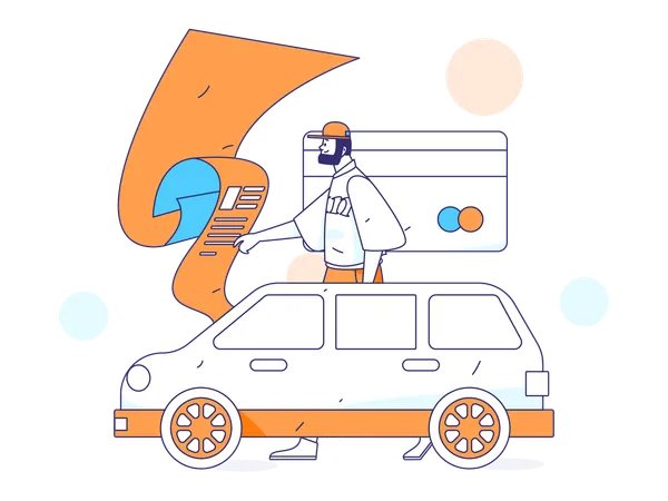 Man looks up for car papers  Illustration